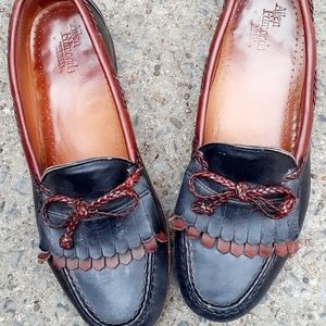 Allen Edmonds Black Brown Leather Fringe Loafers